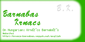 barnabas krnacs business card